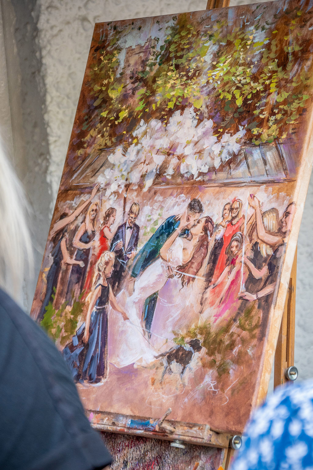 The completed live wedding art at the Buttery and Glasshouse wedding venue in Kent