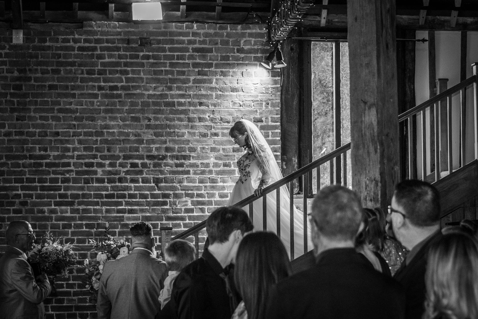 The bridal entrance to a Cooling Castle Barn wedding reception
