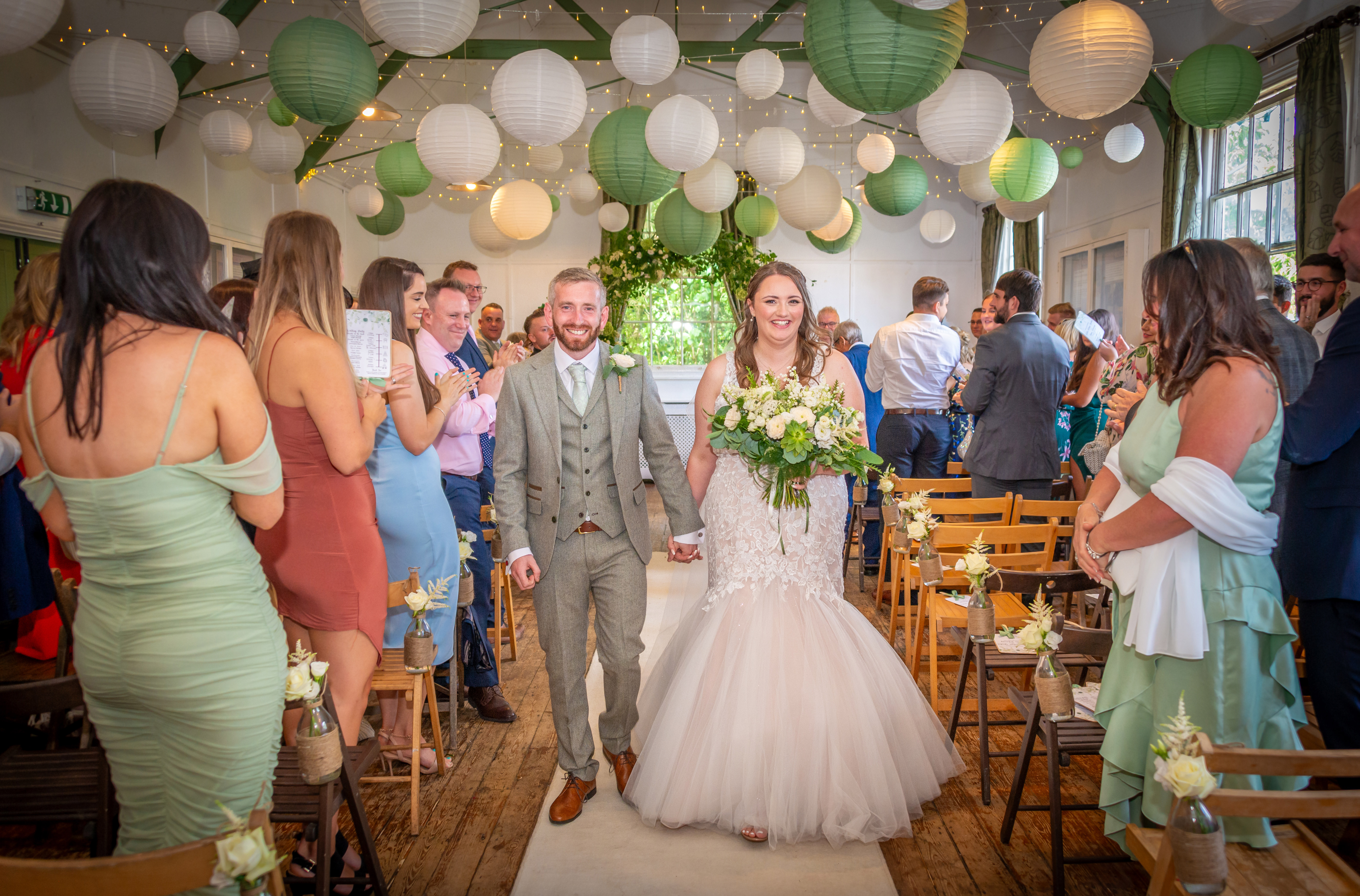 The beautifully decorated Village Hall wedding ceremony at Kent Life